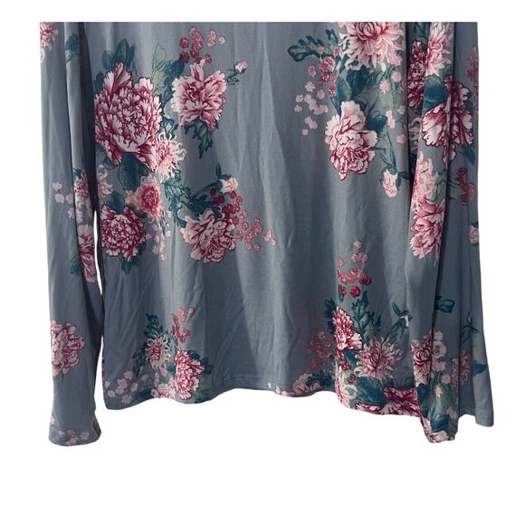 FLORA NIKROOZ WOMENS XLARGE JADE FLORAL PRINTED LONGSLEEVE PAJAMA TOP ONLY GREY - Picture 7 of 11